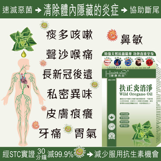 健康尚品 - 扶正炎消淨(地中海野生有機手摘奧勒岡草精油) - 天然殺菌之王 | 抗流感最快 | 炎症救星