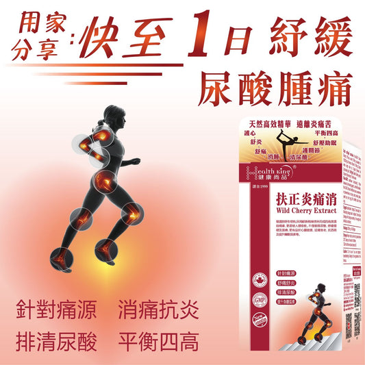 健康尚品 - 扶正炎痛消 - 1日即能紓緩尿酸腫痛 | 抗三高 | 針對痛源