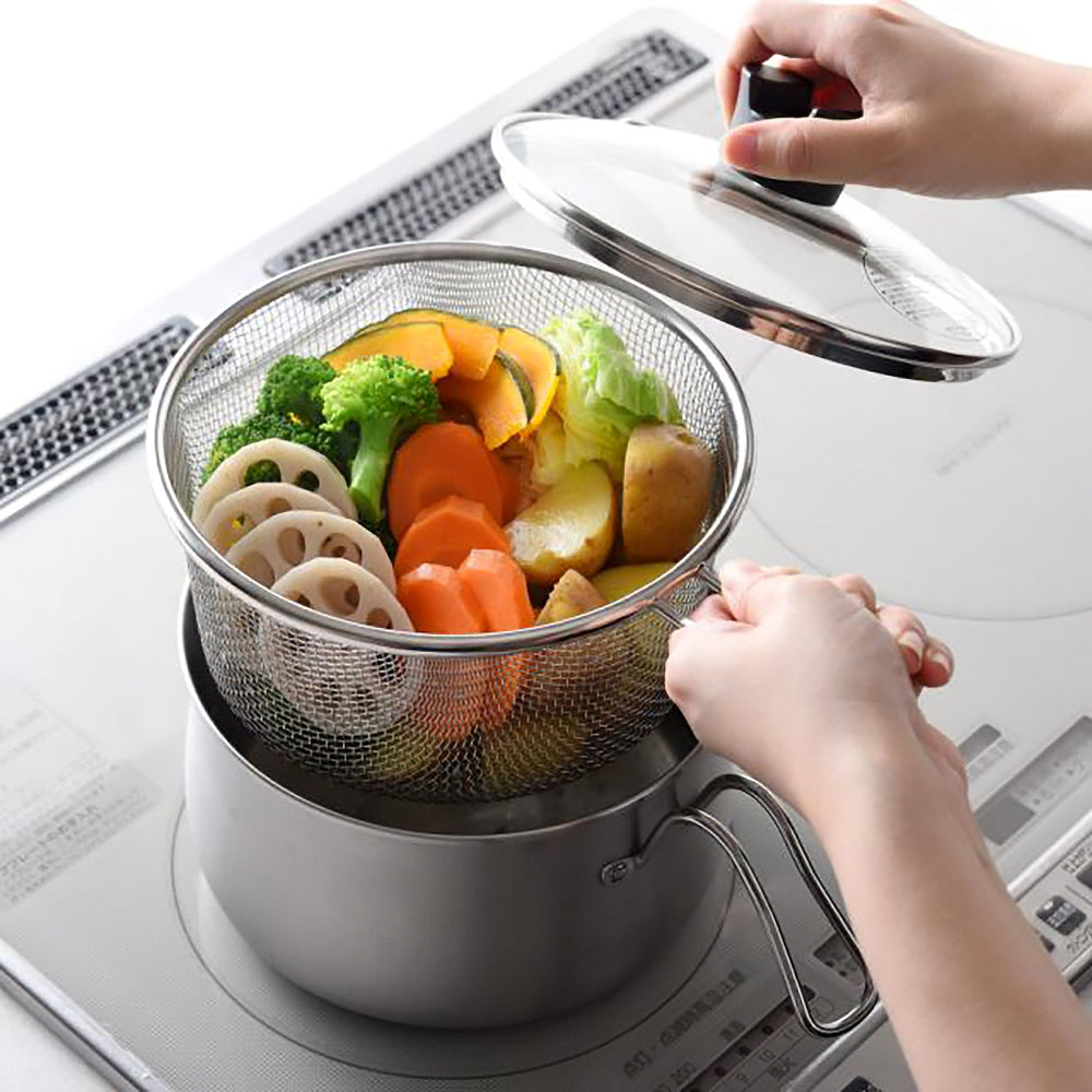 【日本知名廚具品牌🇯🇵Arnest】多功能不鏽綱煮食鍋 | 9合1烹飪功能｜日本燕三條製 | 14cm / 18cm